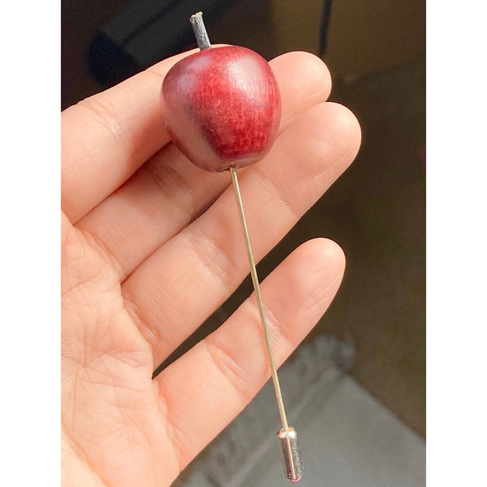 Vintage red wood apple stick pin